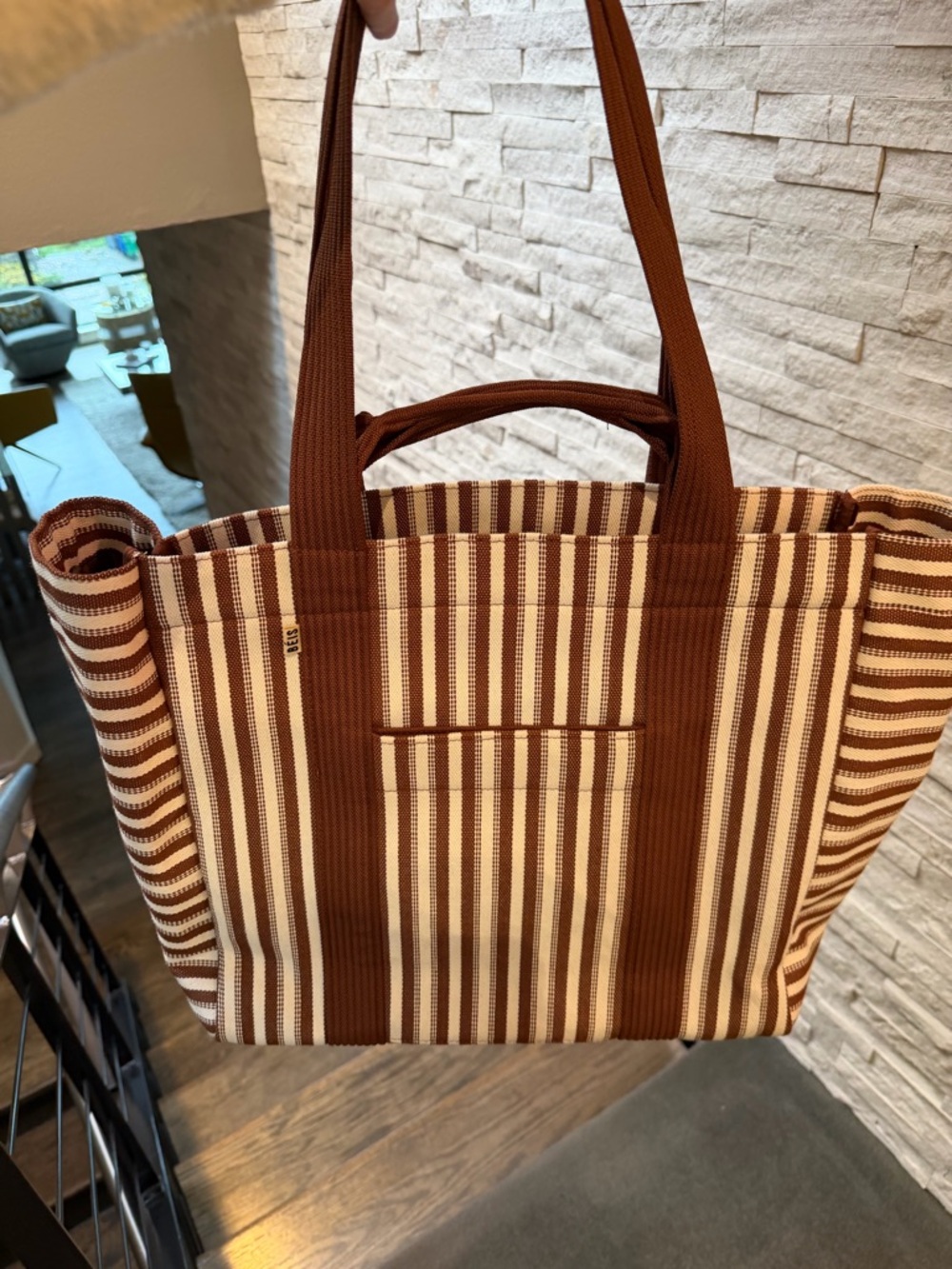 BEIS Striped Tote Bag